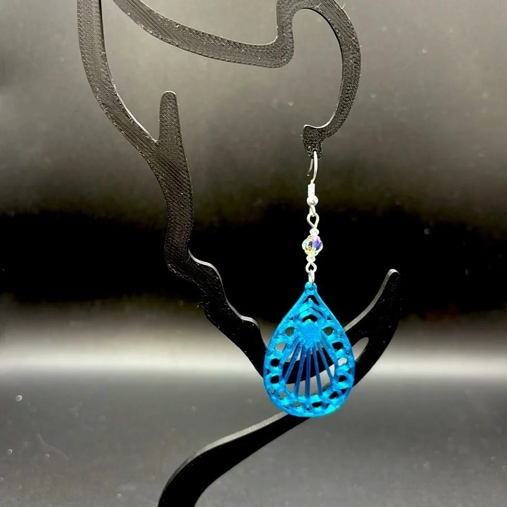 Handmade Teal Earrings with Silver Accents